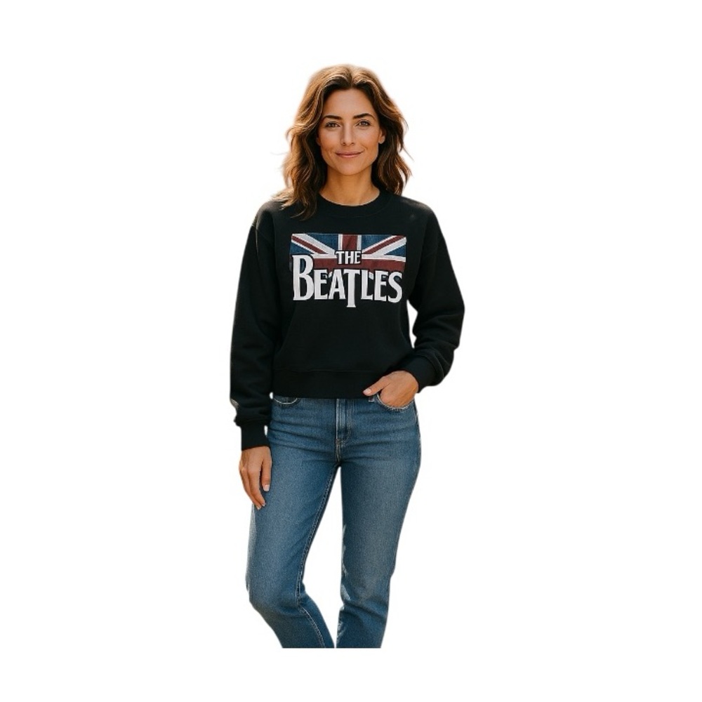 Beatles Long Sleeves Crop Sweatshirt - Picture 2 of 14